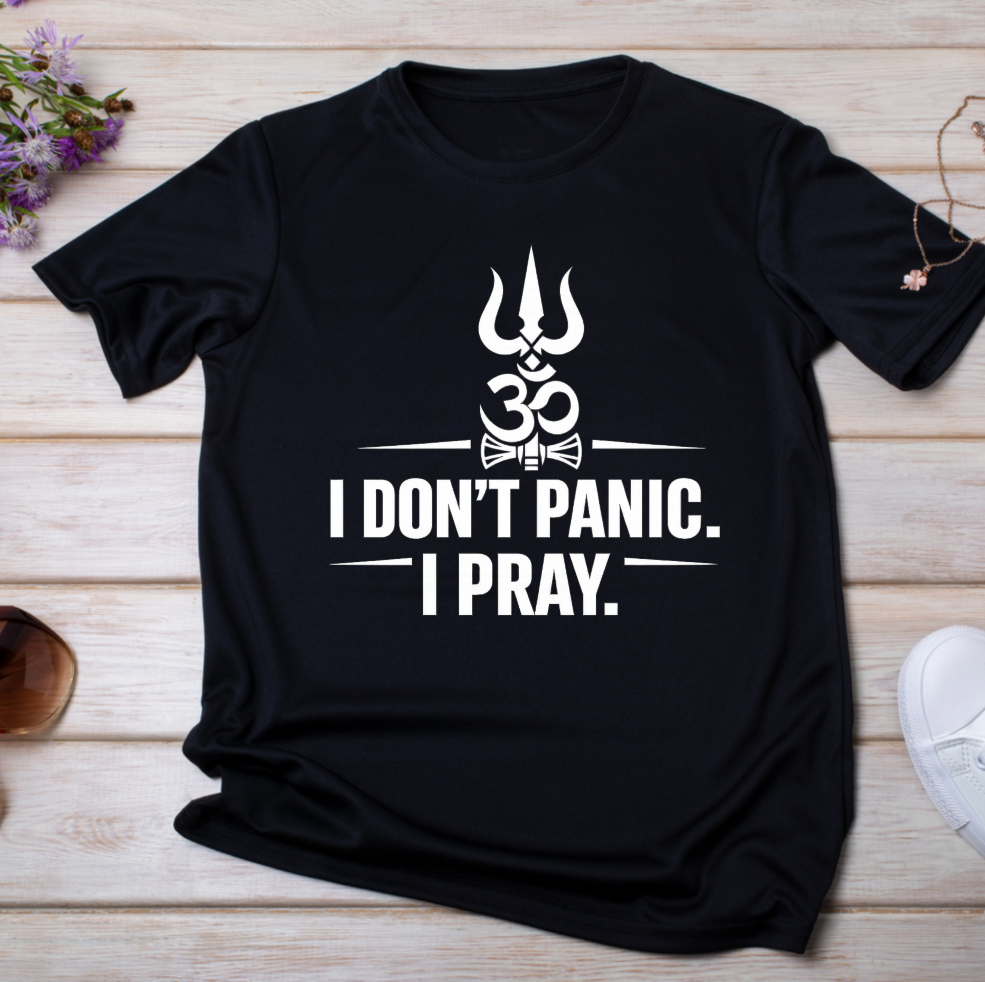 🙏 I Don’t Panic. I Pray - Printed tshirt